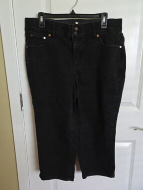 Woman Within Black Women's High-Rise Straight Jean Capris 16W